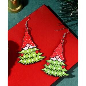 Cute Gnome Christmas Tree Earrings